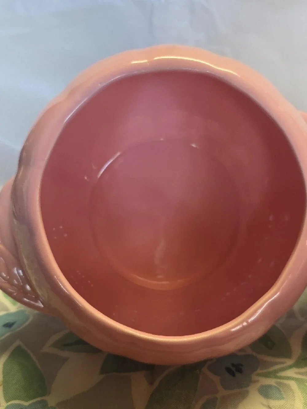 Vintage Hoenig Of California Pink Ceramic Lidded  Jar with Gray Handle